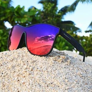 Shady Rays Women's Mirrored Wrap Sunglasses - Purple to Red Gradient